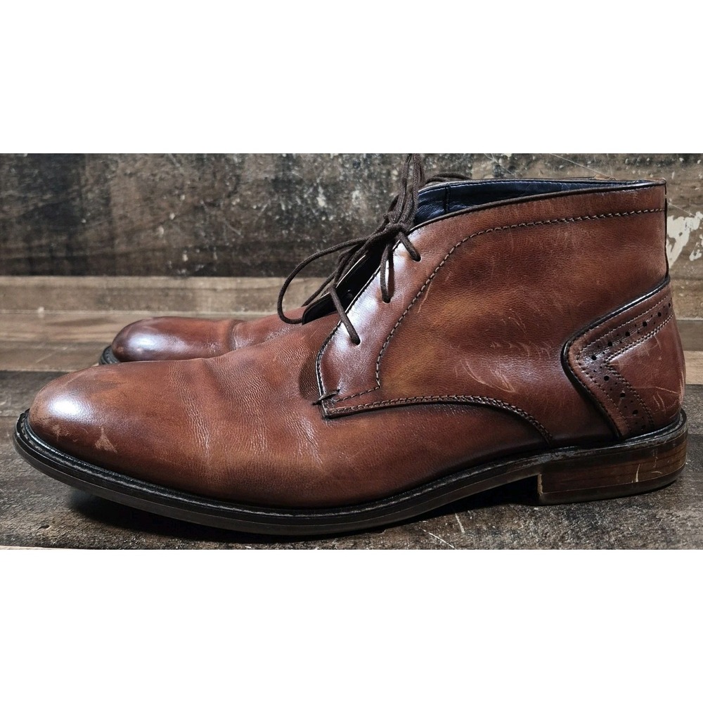 Steve Madden Chukka Boots Shoes Men 12 Brown Baker Lace Up Dress Almond Mahogany